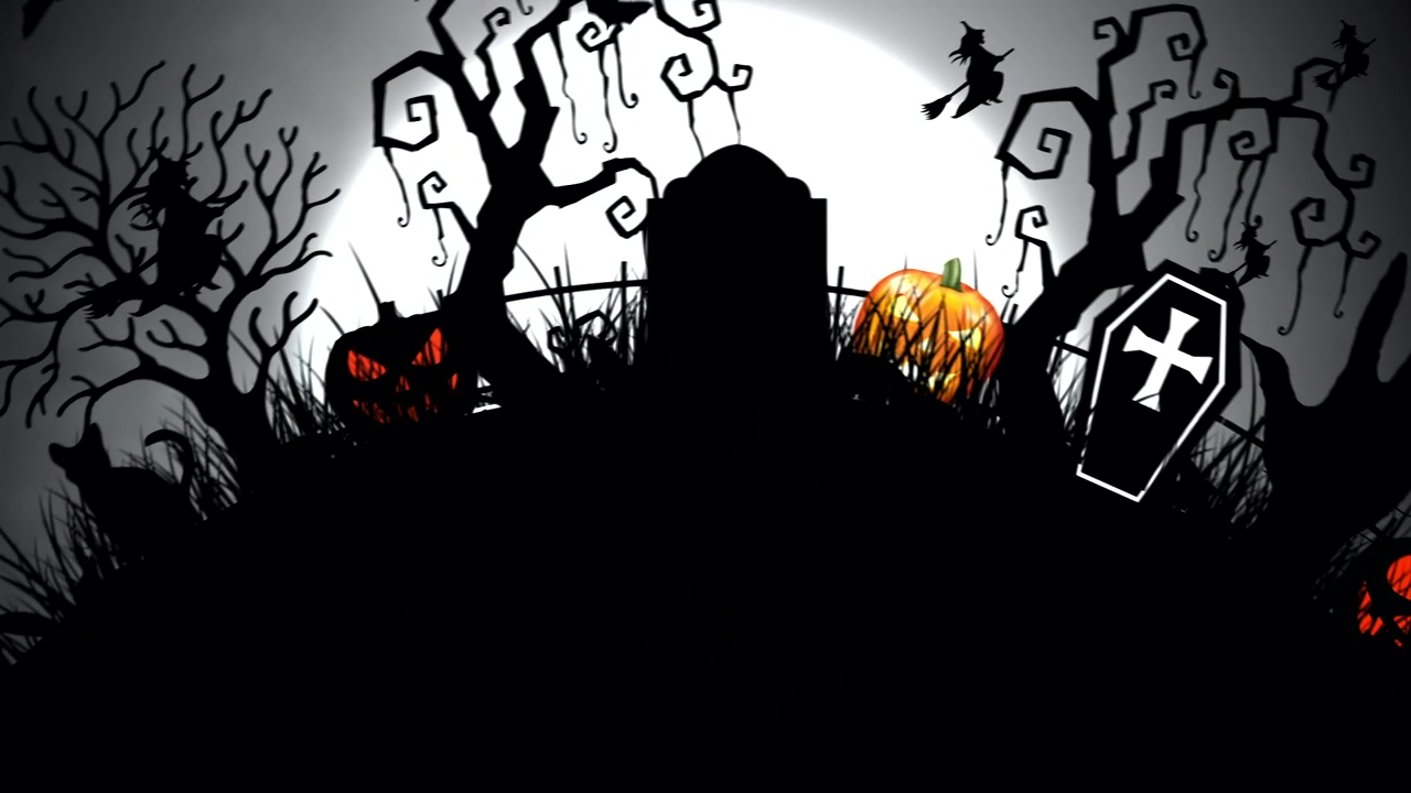 2d animation with halloween concept, halloween, 2d animation, pumpkin, cemetery, and bat