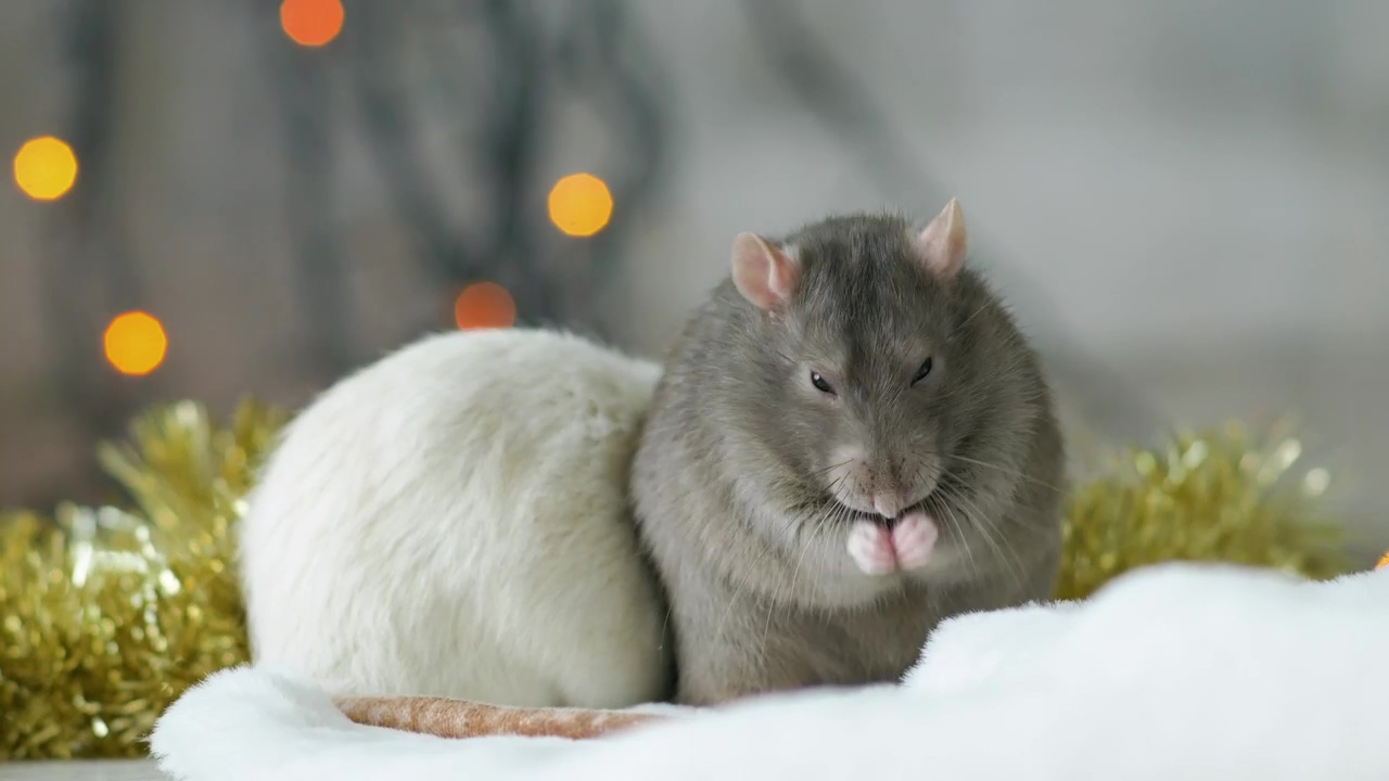 Gray and white rat, animal, christmas, xmas, cleaning, and rat