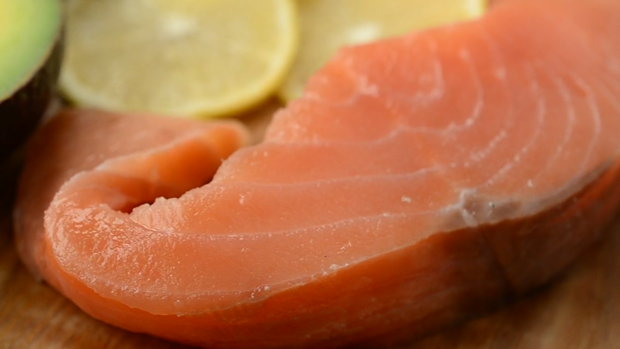 Ingredient to prepare salmon, food, food preparation, fish, grocery, and avocado