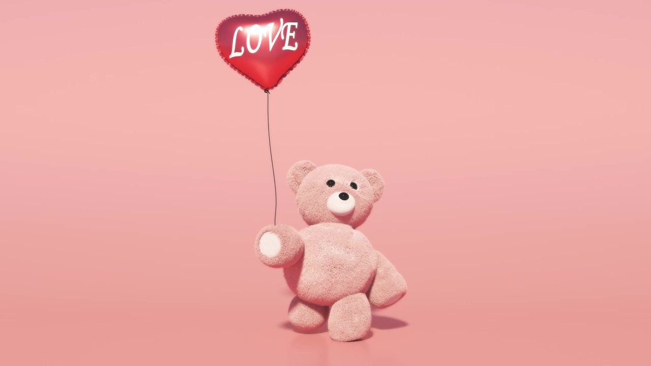 Plush teddy bear with a love heart valentine's day balloon, love, valentine's day, balloon, teddy, and bear
