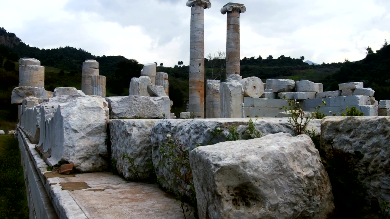Ruins of the temple of artemis at sardes lydia, architecture, historic, temple, and turkey