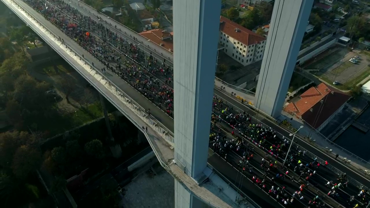 Runners heading over a bridge in istanbul, runner, turkey, and istanbul