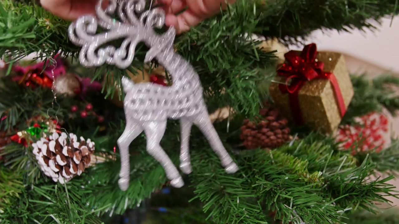 Silver deer decoration #christmas backgrounds #christmas tree #deer