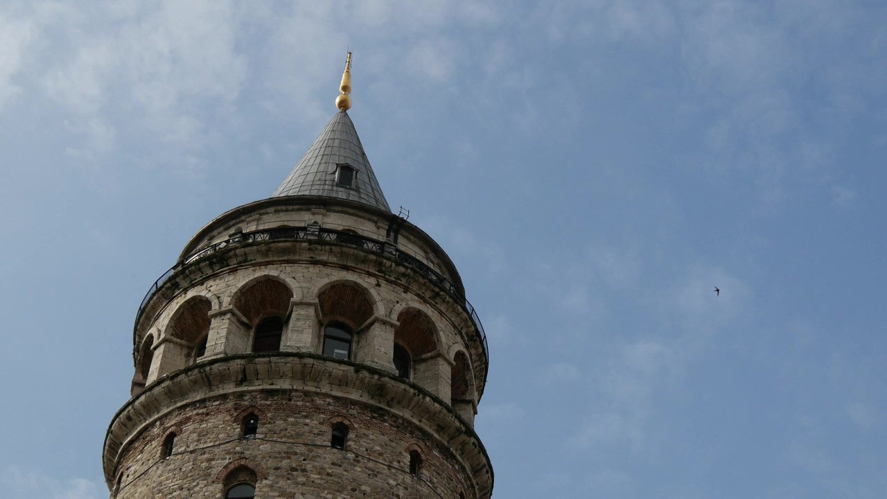 Tower and birds time lapse, sky, bird, old, tower, castle, turkey, and istanbul