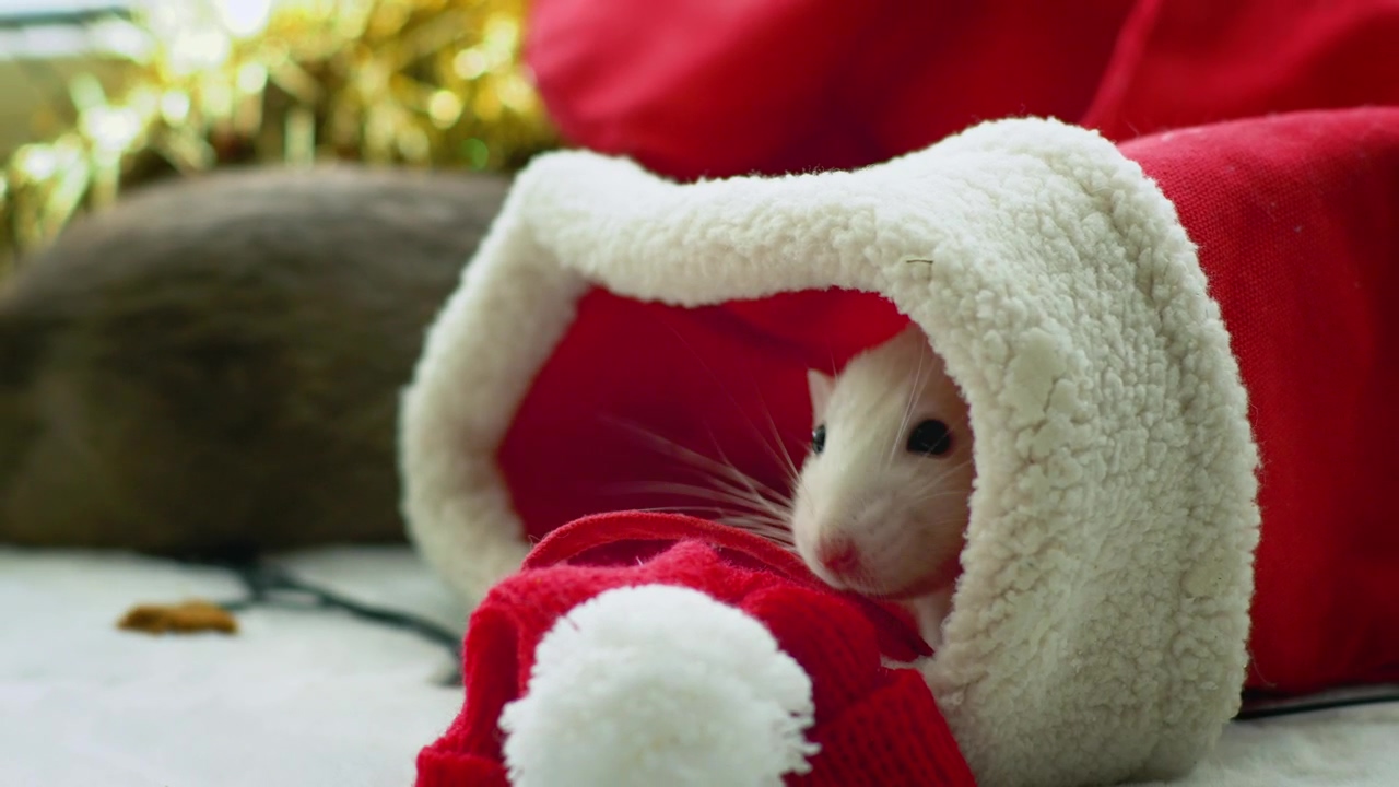 White rat inside a christmas stocking #animal #christmas #pet #xmas #cute #rat
