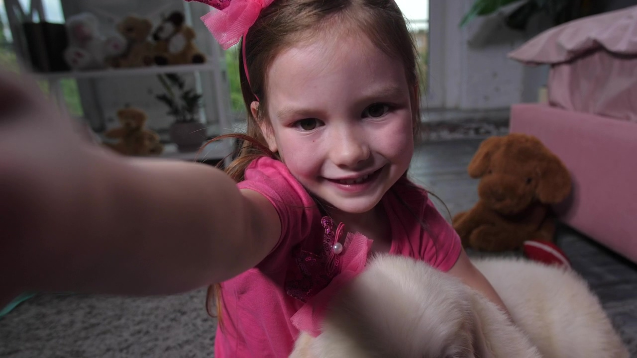 Young girl and her dog smiling at the camera, girl, camera, instagram, and puppy