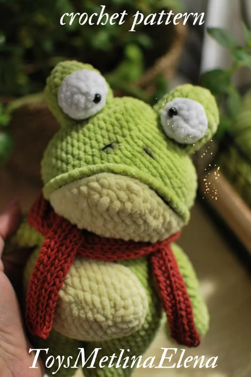 Crochet frog plush toy pattern pdf in english | diy crochet animals