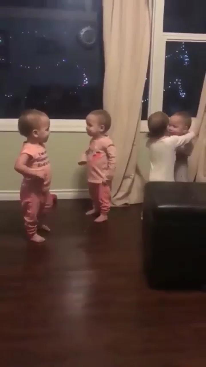 Baby hugging each other | incredible patience. 