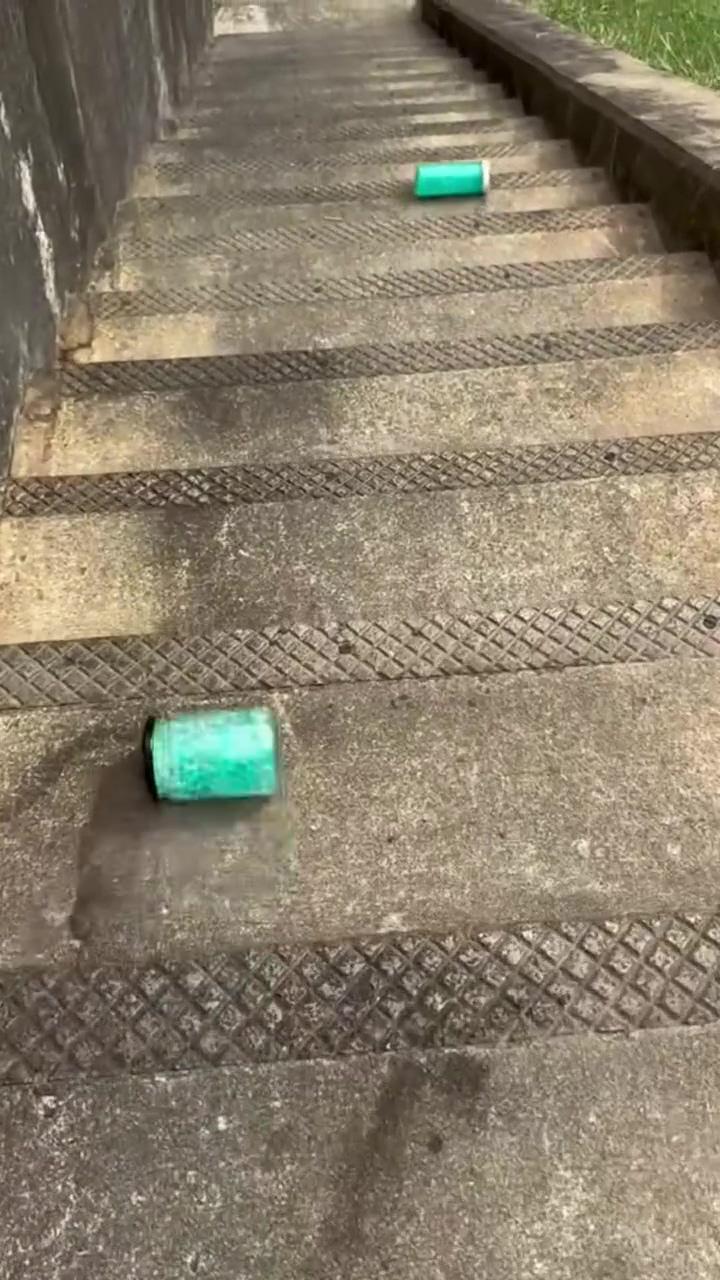 Bottles on big stairs rubber ducky edition ; super funny videos