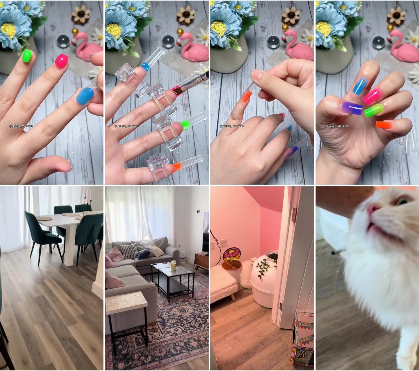 Full hand color poly gel extension,, dopamine girl; kitty so excited to see her meowmy