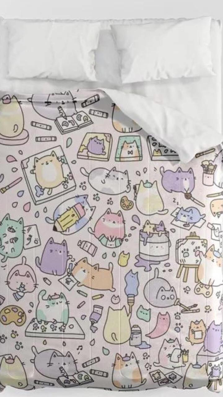 Kawaii artsy cats comforter; my melody hello kitty iphone case