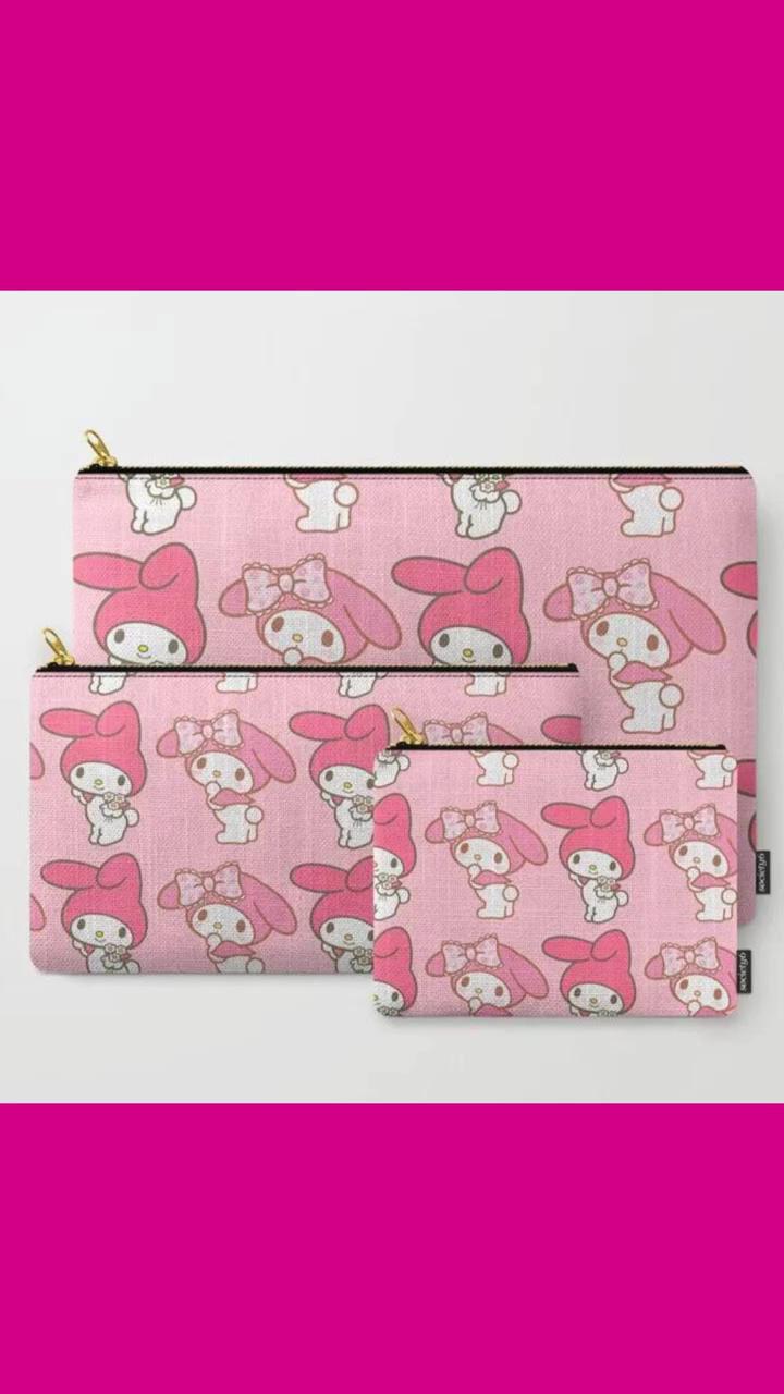 My melody hello kitty carry-all pouch; cinnamoroll hello kitty pink comforter