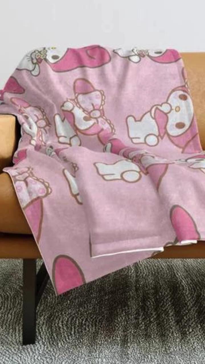 My melody hello kitty throw blanket | pink hello kitty - travel coffee mug