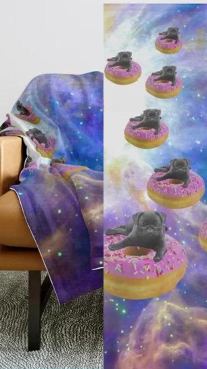 Pug donut invasion throw blanket | dog bed dalmatian spots