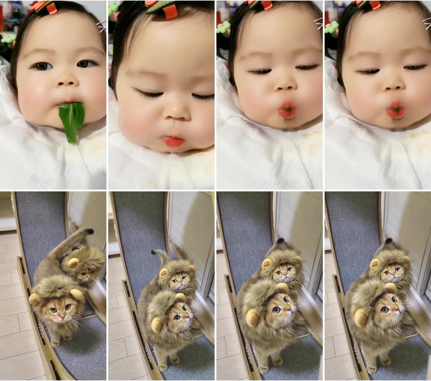 Kittens dressed up as lions; cute funny babies