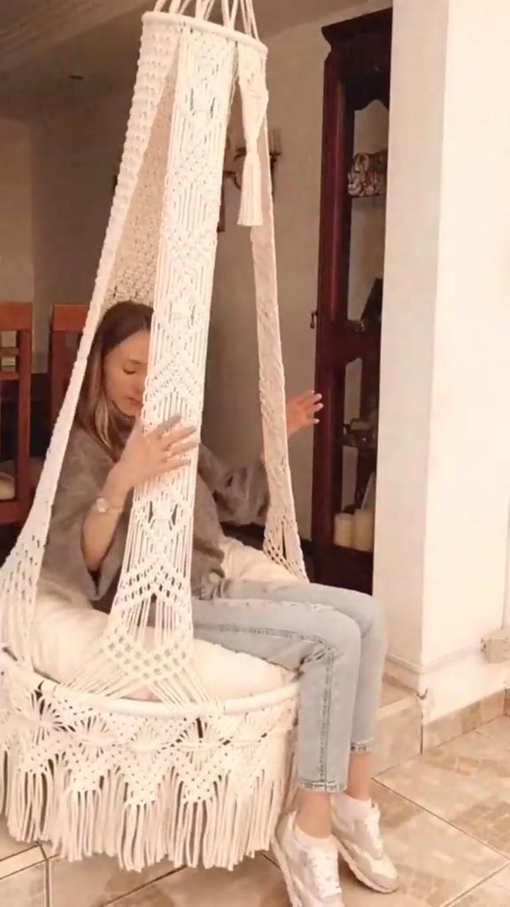 Macrame hammock chair pattern; macrame bed