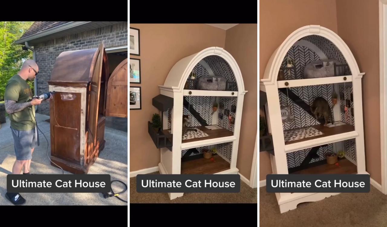 Cat house idea , for more ideas don't forget to follow us ; cat houses indoor