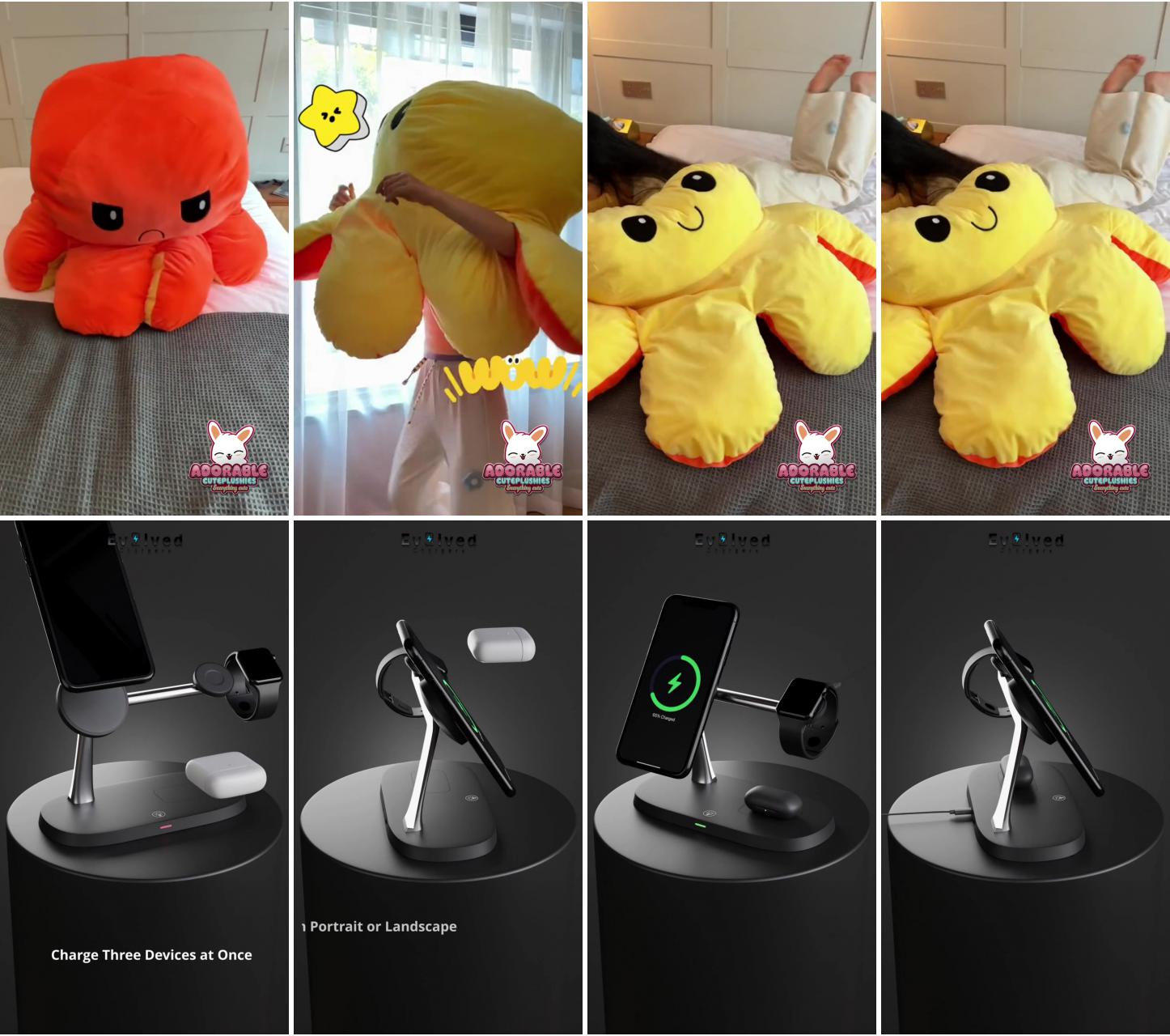 Extra large octopus plush; 3-in-1 15w fast magsafe qi wireless charger, apple and samsung - evolved chargers