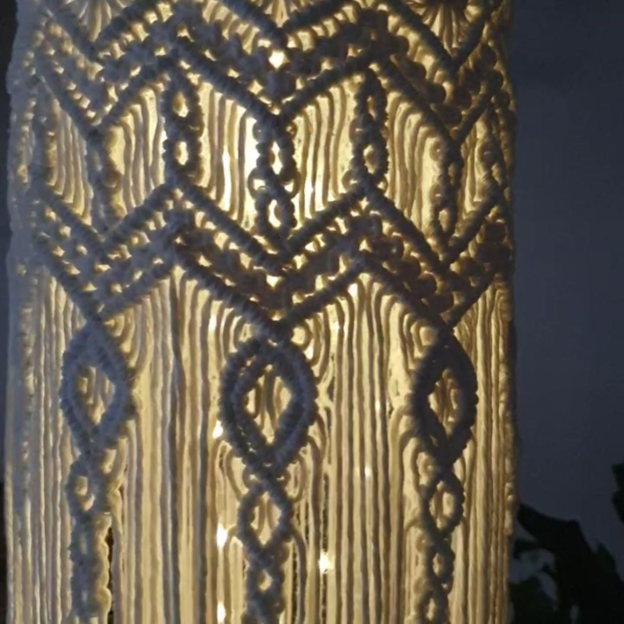 Macrame large long lantern lampshade boho bohemian decor garden decoration wedding party christmas; macrame light